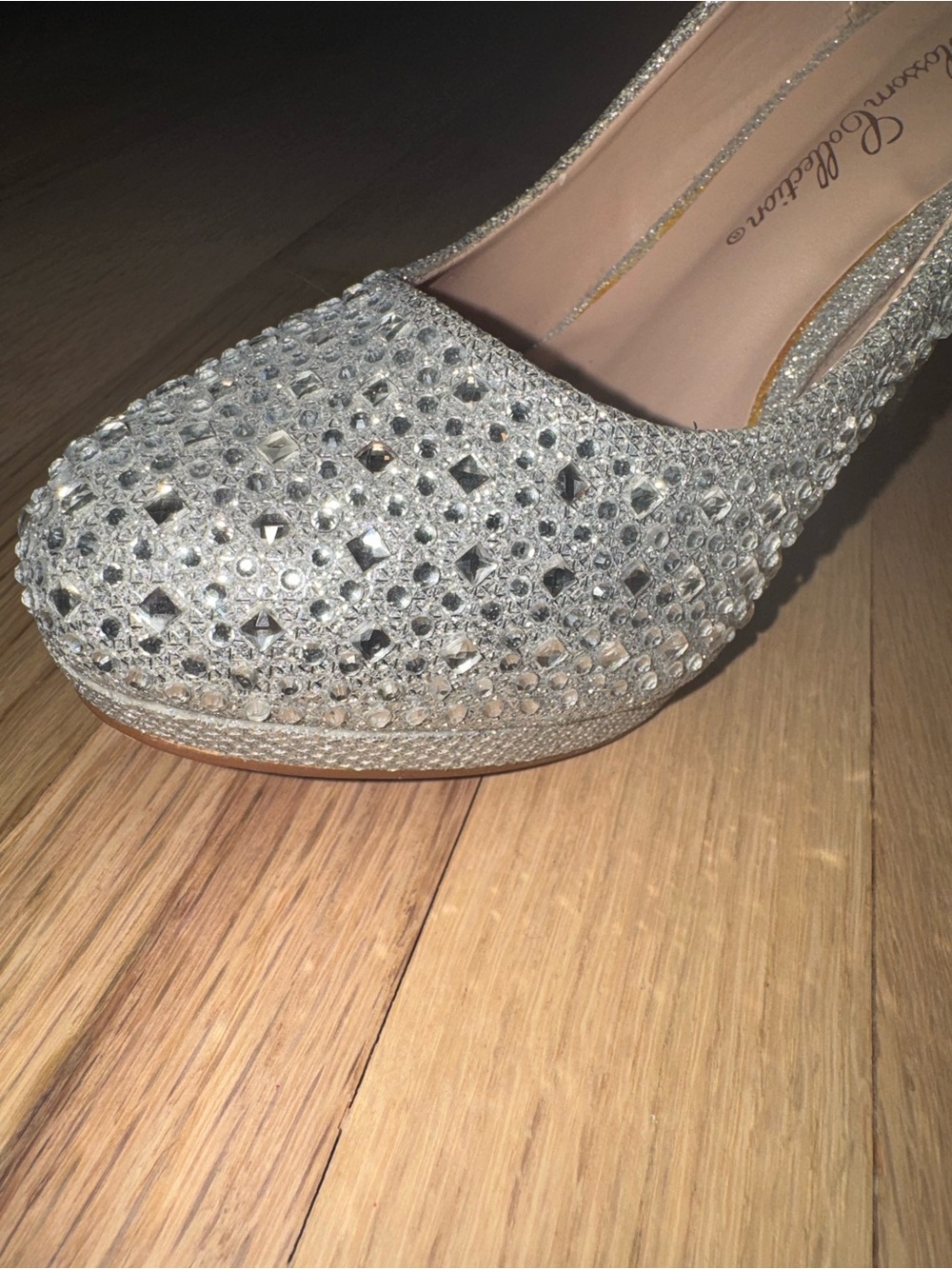 De Blossom Collection Silver Crystal Embellished High Heel Pumps - Picture 5 of 5